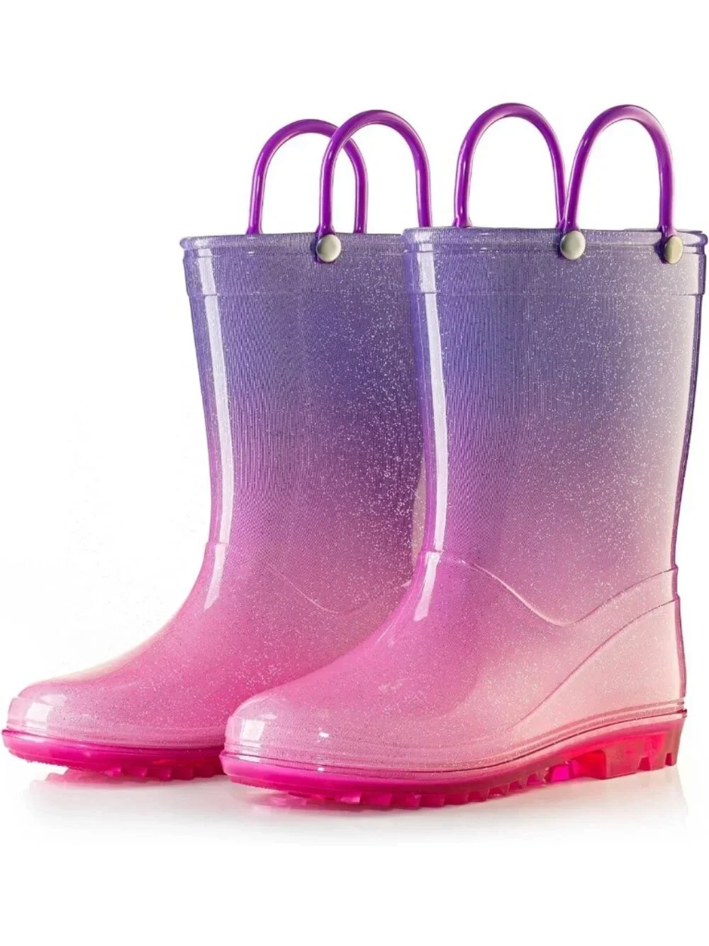 Sparkly Glitter Rain Boots for Kids – Lightweight, Easy-On Handles, Toddler